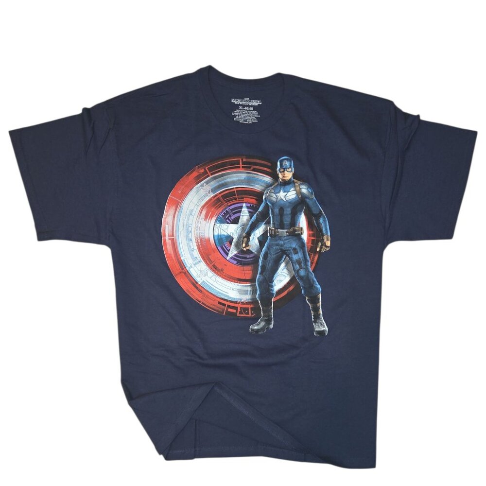 MEN'S T-SHIRT -MARVAL "CAPTAIN AMERICA " -Navy Color -SIZE XL NEW